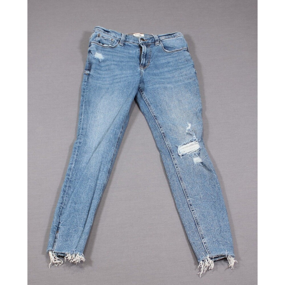 KENSIE JEANS Vintage Luxe Mid Rise Straight Jeans Size4/27 (27" X 27") Raw Hem